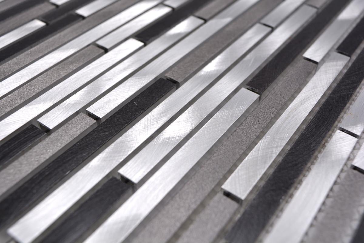 Flat Brickbond Rectangle Silver Matt Long Stick Mosaic Tile