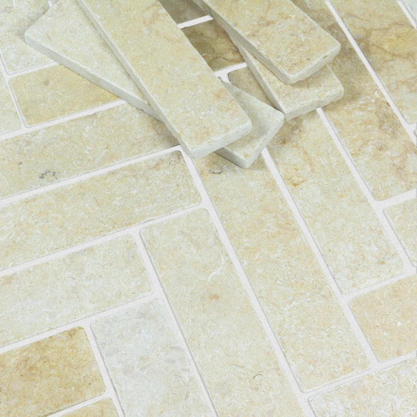 gold veined cream limestone tile 