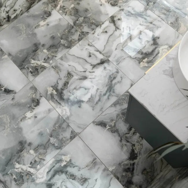 grey white marbled porcelain tile 