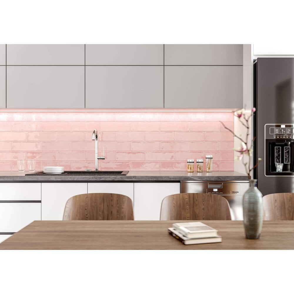 metro kitchen pink tile 
