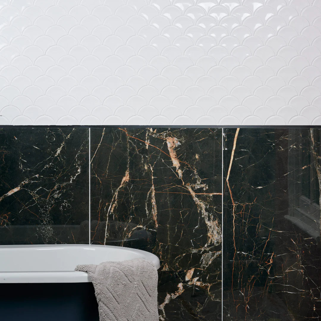 pure white scallop mosaic tiles 