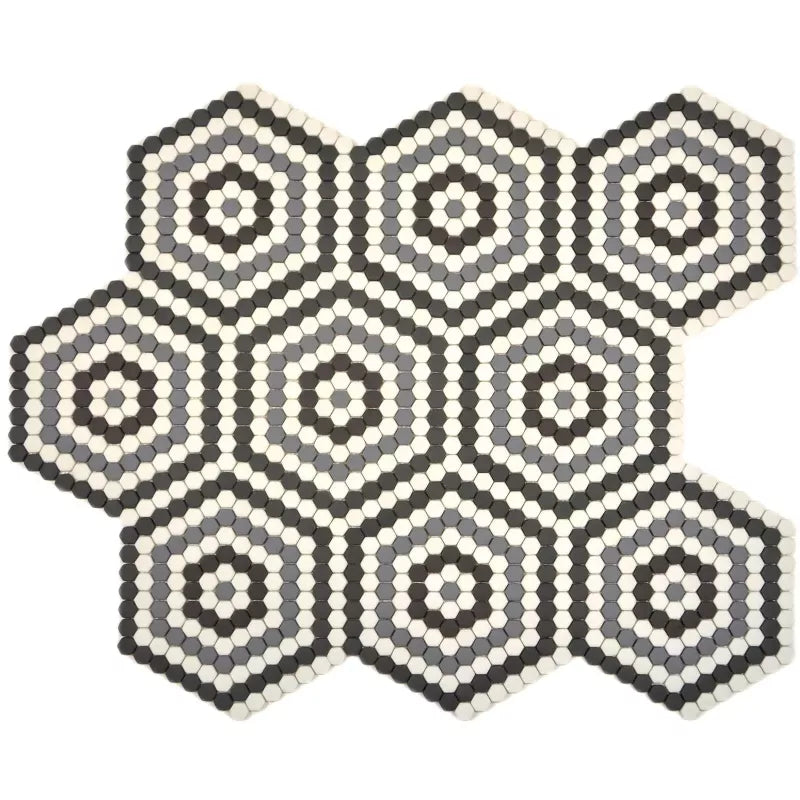 hexagon black and white mix pattern mosaic 