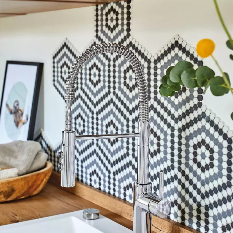 Geometric Hexagon Picasso Mix Mosaic Tile - Kitchen Picture 