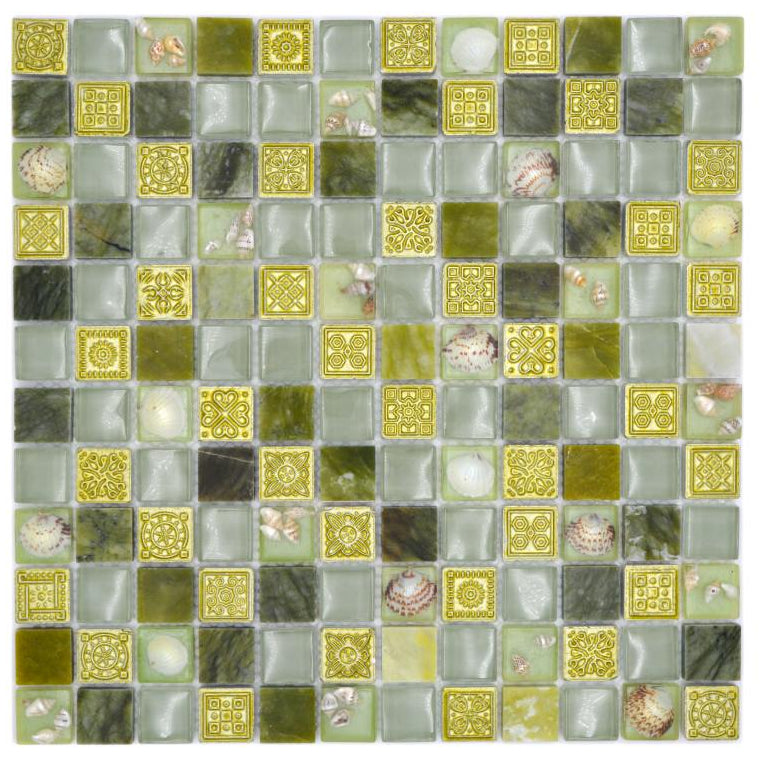 Mosaic Natural Stone Tiles Jumeirah Shell Green
