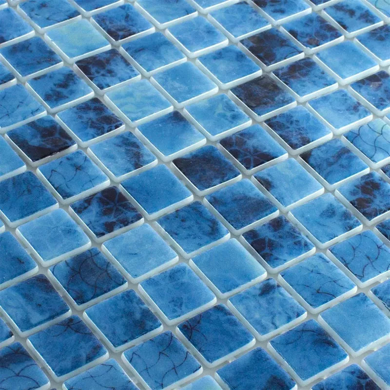 Luxury Wavy Mixed Blue Glass Mosaic For Pool and Spa