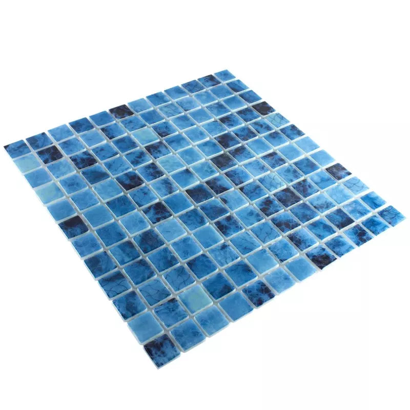 Mixed blue mosaic glass for pools and wet areas by luxury tiles 