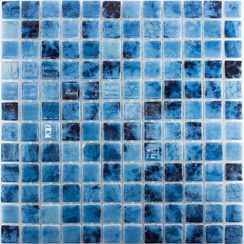 Blue glass mixed pool mosaic by luxury tiles uk