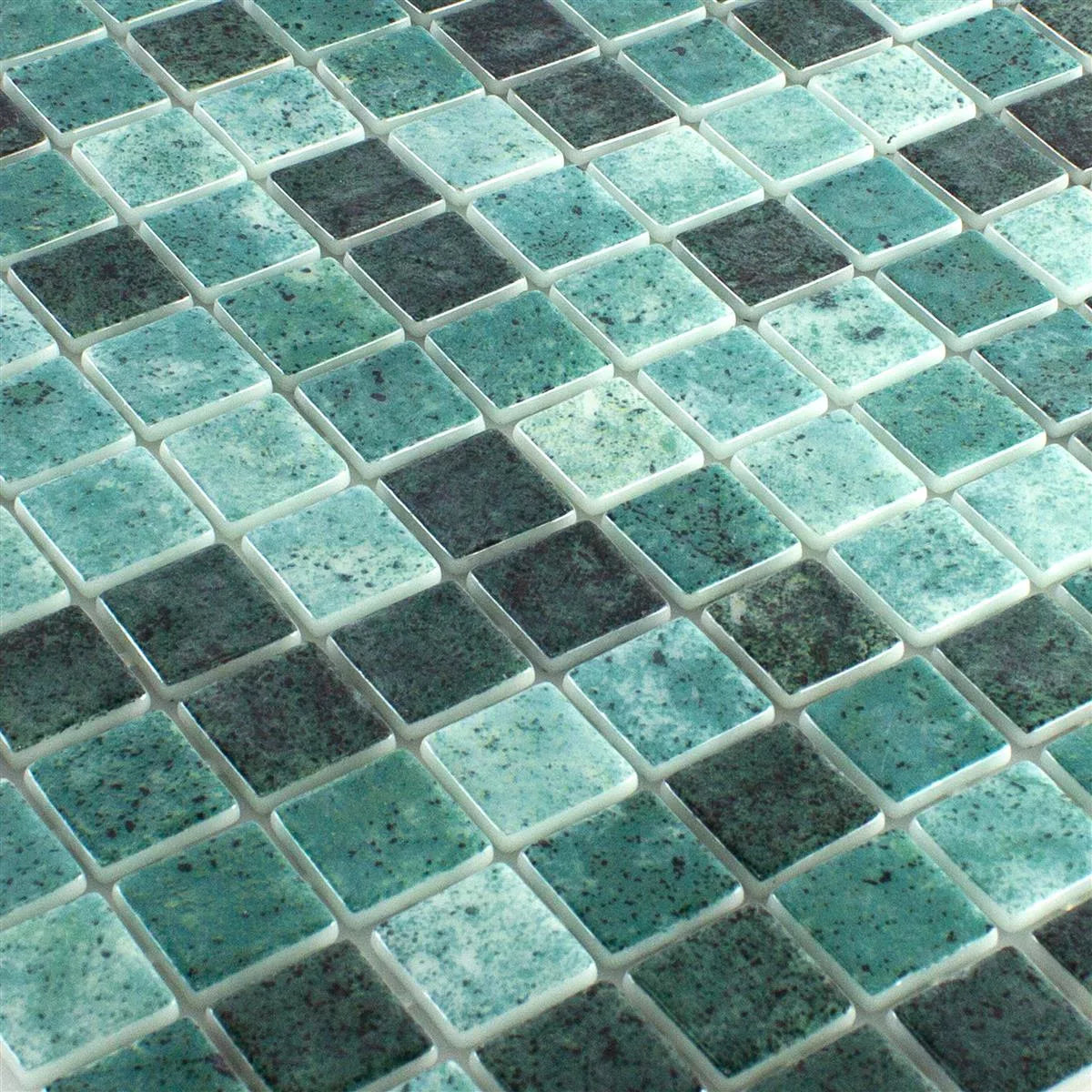 Mixed premium green glass mosaic by luxury tiles uk