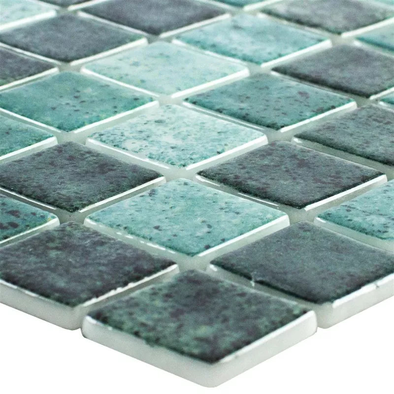 Mix green statement mosaic for swimming pools by luxury tiles 