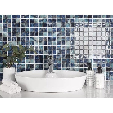 blue glass mosiac 