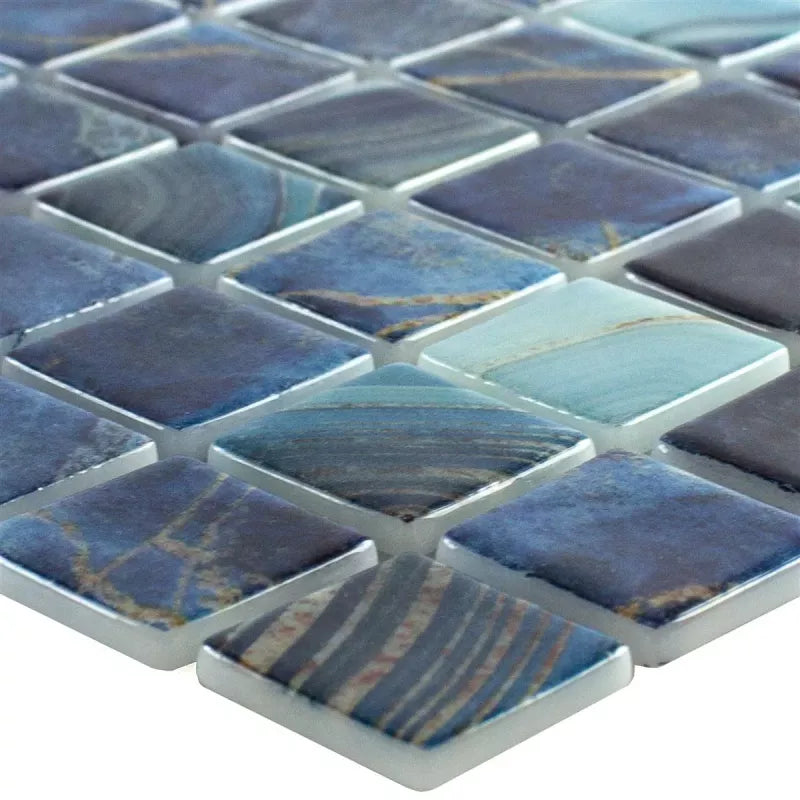 Glass Blue swimming pool mosaic tile - Luxury Tiles UK