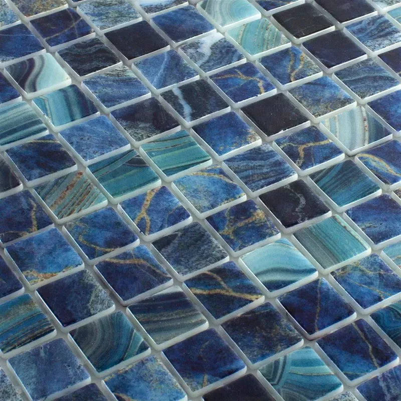 Blue mix swimming pool mosaic tile - Luxury Tiles UK