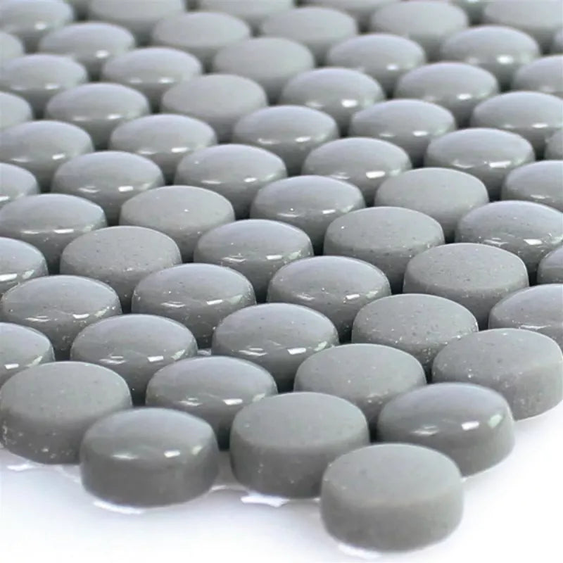Glass Mosaic Tiles Bonbon Round Eco Grey - Luxury Tiles UK