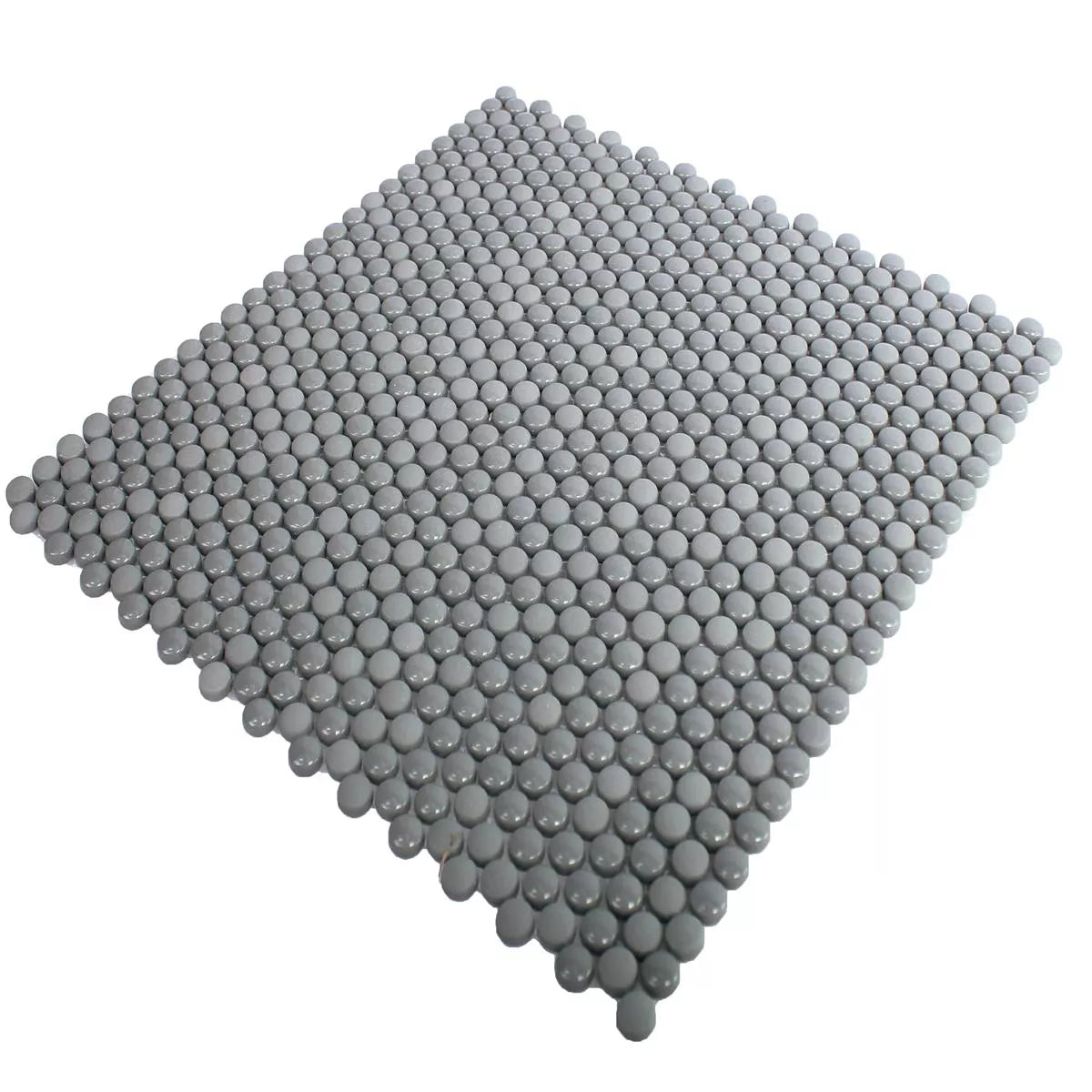 grey penny mosaic tiles for walls and floors