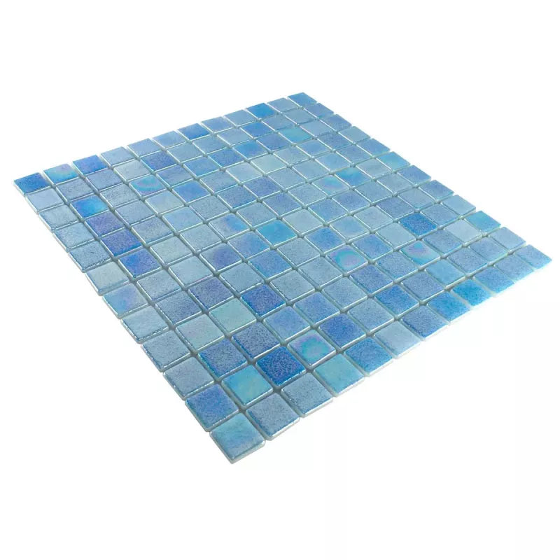 blue glass swimming pool tile