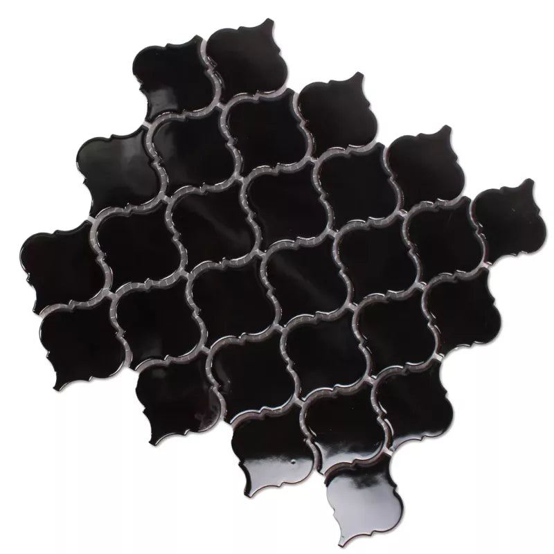 glossy black wall mosaic 