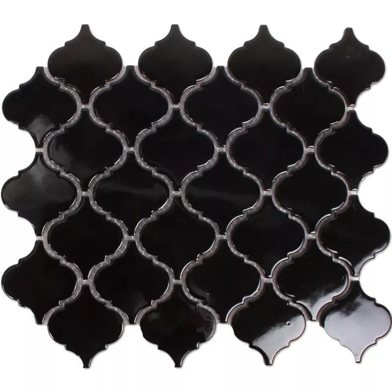 Black polished mosaic tile 