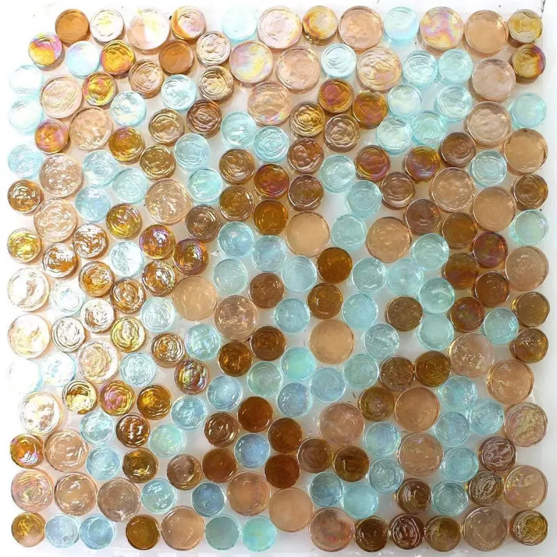 Round glass mosaic wall tiles 30x30cm suitable for shower, bathroom and outdoor pool areas
