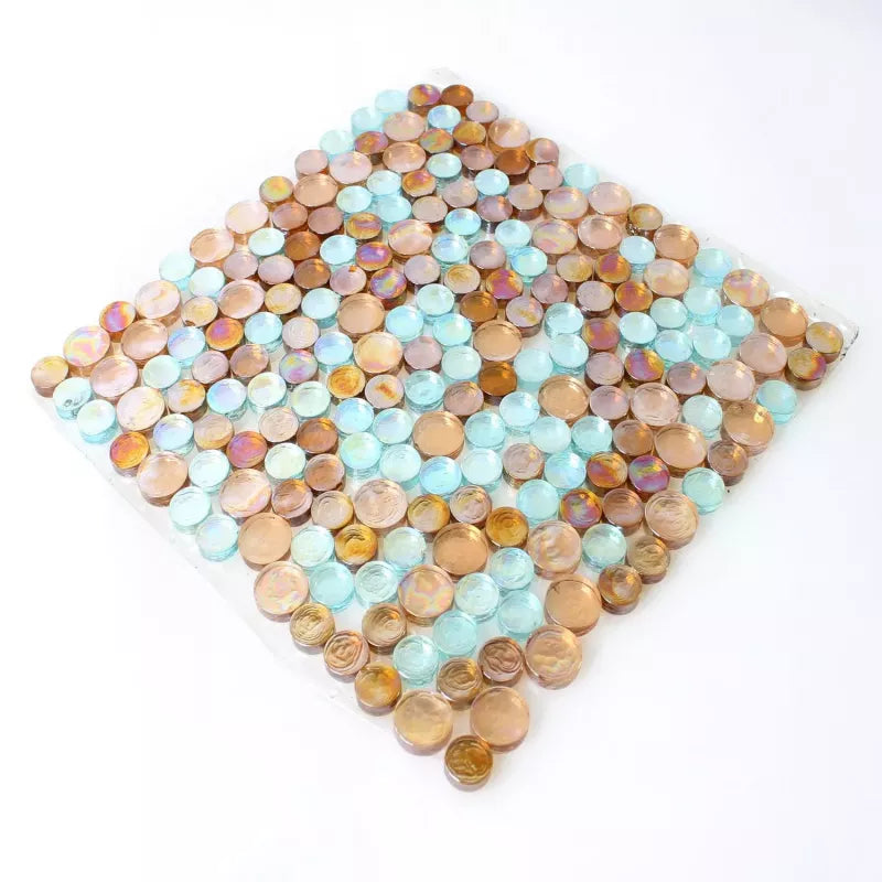 Decorative glass mosaic tiles in mixed blue and brown colors for wet areas and interior walls