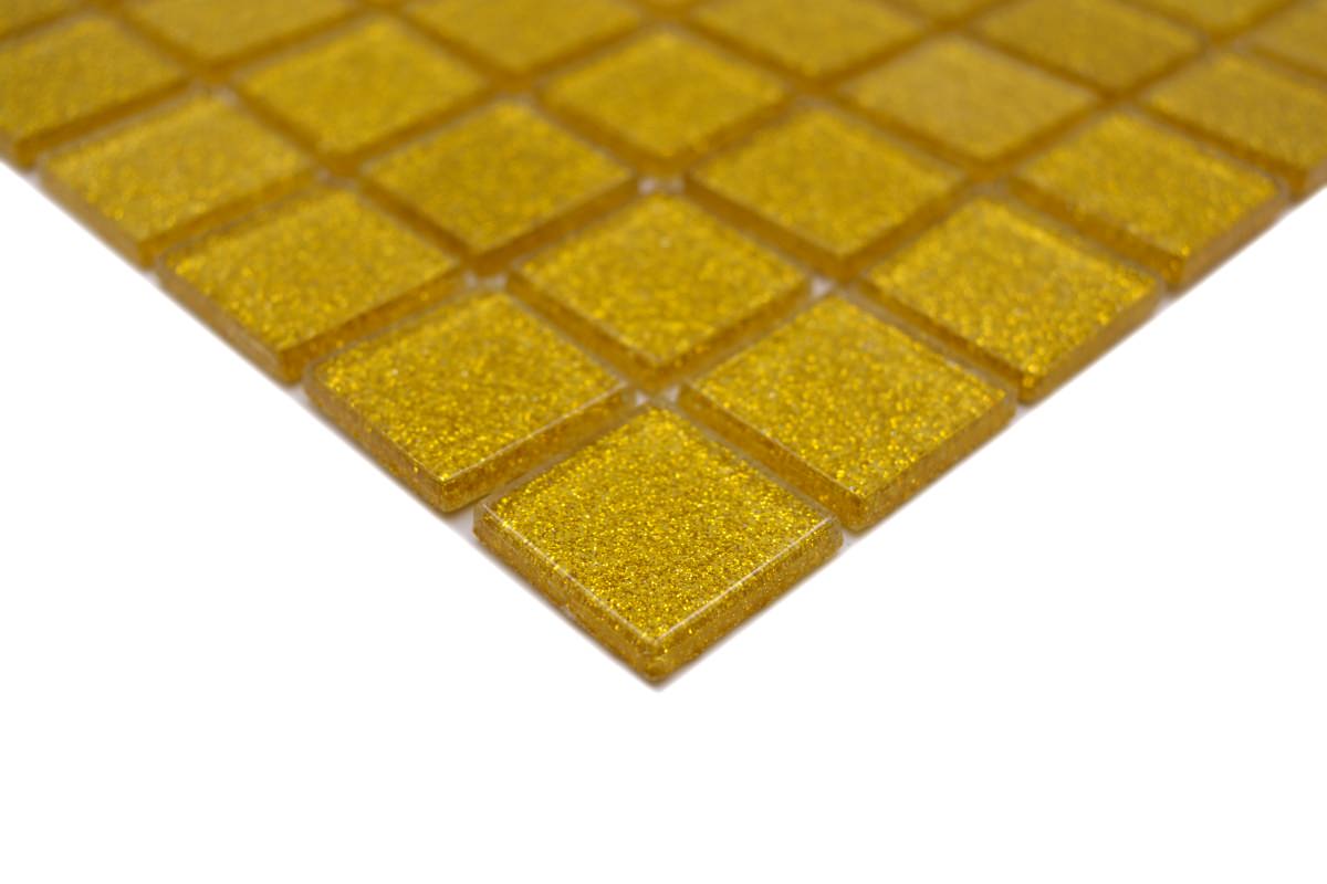 Gold Glitter Glass Mosaic Tile sheet - Luxury Tiles UK