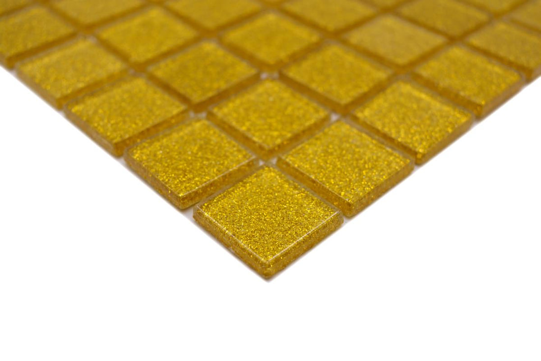 Gold Glitter Glass Mosaic Tile sheet