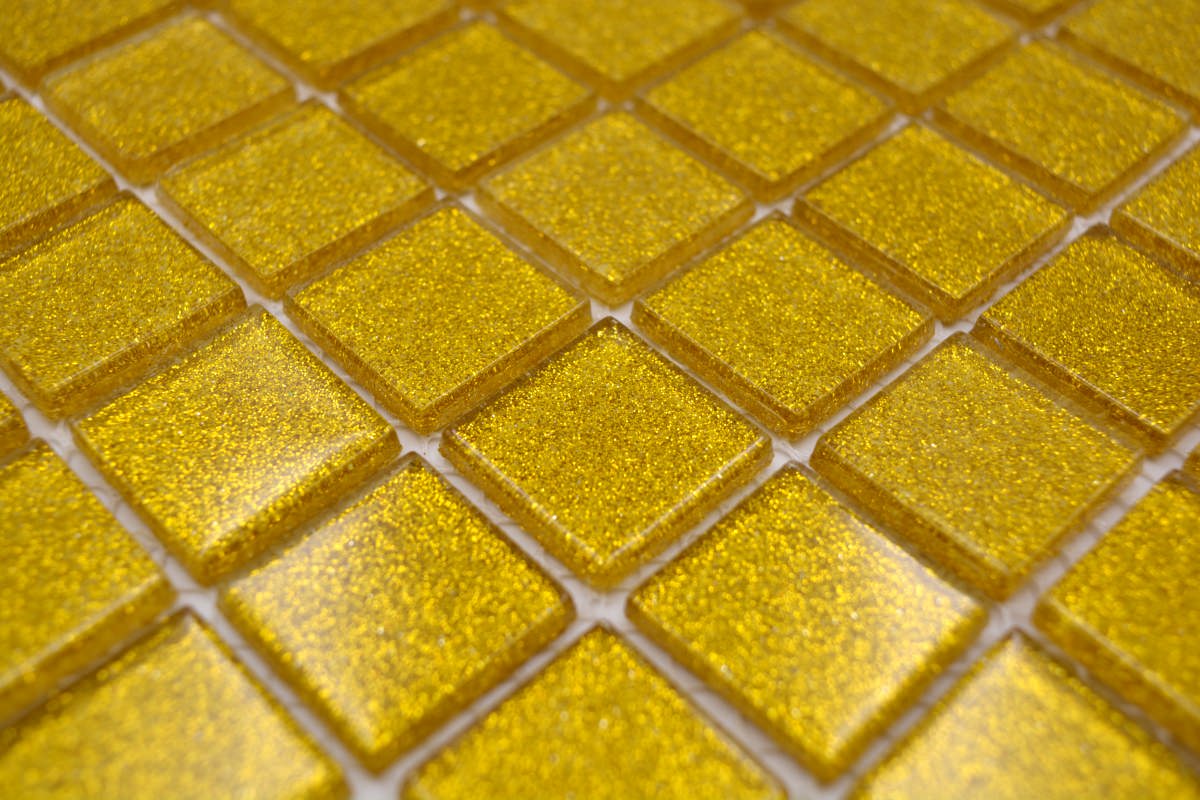 Gold Glitter Glass Mosaic Tile sheet