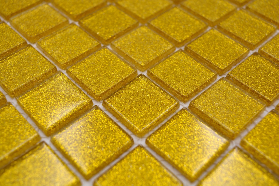 Gold Glitter Glass Mosaic Tile sheet