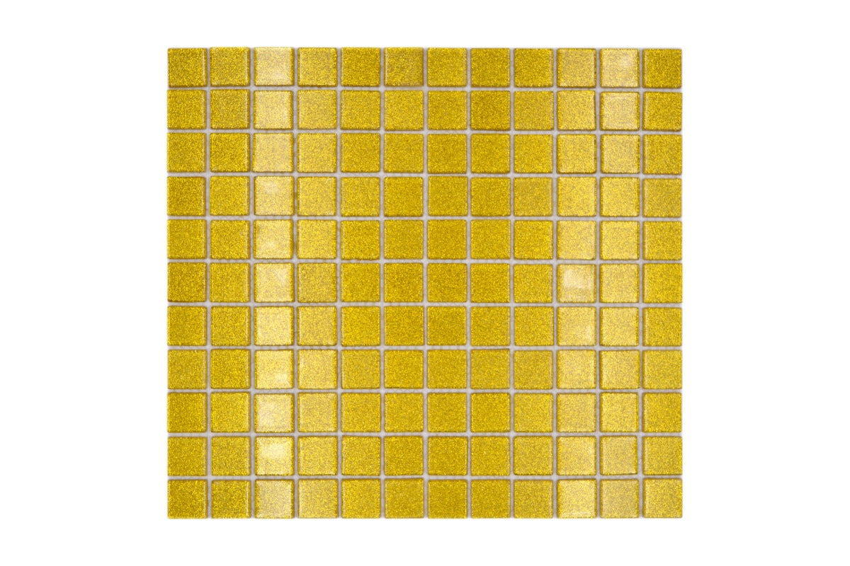 Gold Glitter Glass Mosaic Tile sheet