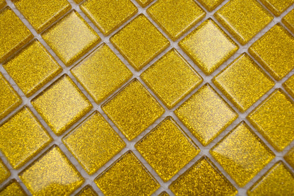 Gold Glitter Glass Mosaic Tile sheet