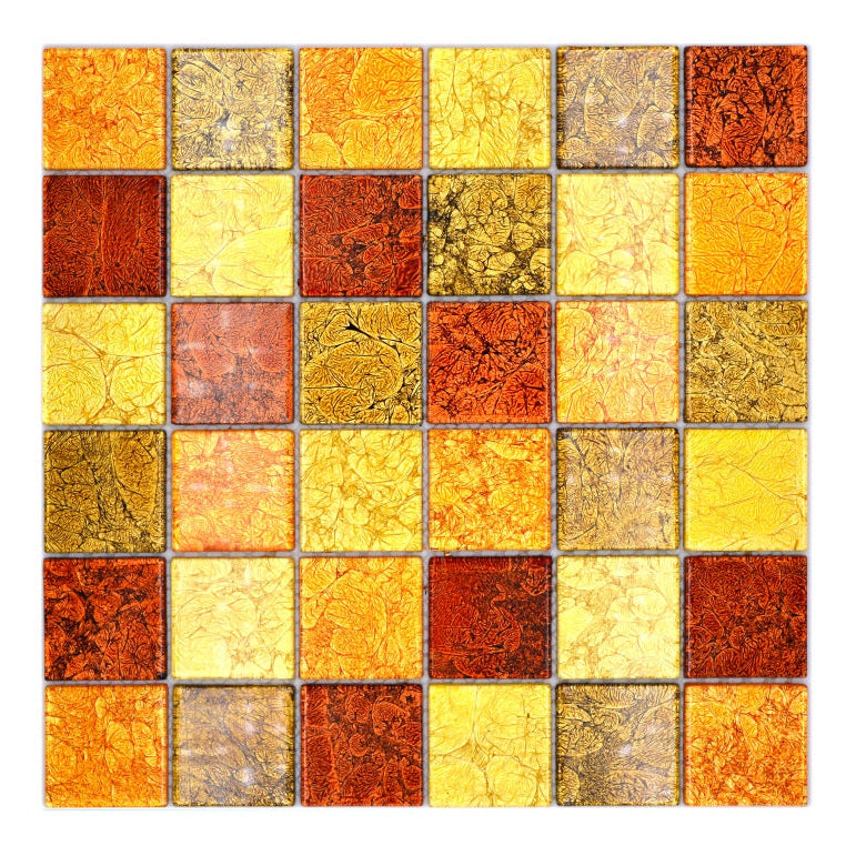 Gold Leaf Brown Bronze Glass Mosaic Wall Tiles 30x30cm sheet with square glass chips