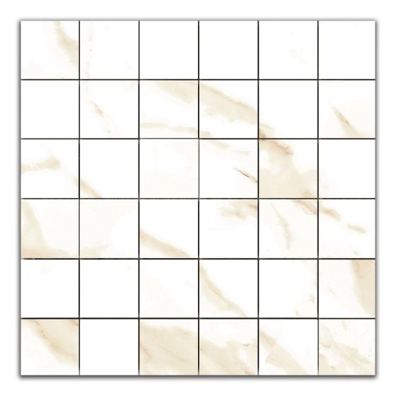 white and gold marble effect mosaic 