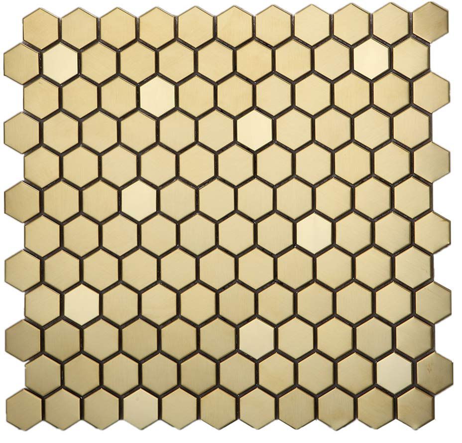 Golden Honey Hive Hexagon Mosaic Tile