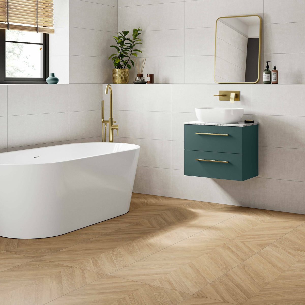 Matt Chevron Wood Effect Porcelain Floor Tile