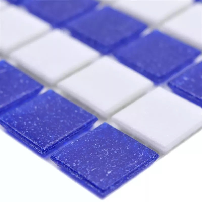 blue white mosaic tile