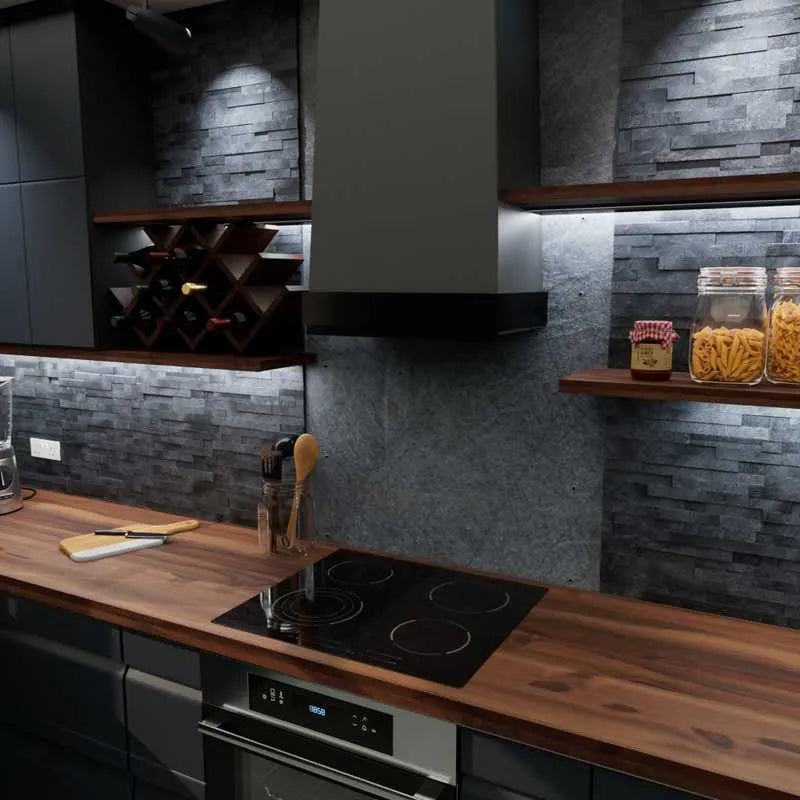 Grey slate kitchen cladding wall tiles 
