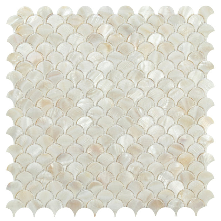 Scallap Tile Handmade Beige Scallop Mother Of Pearl Mosaic Tile | Luxury Tiles UK