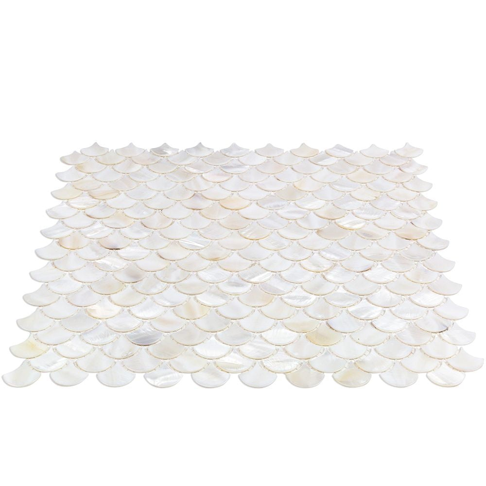 Handmade White Fish Scale Mother of Pearl Mosaic Tile For Bathroom Kitchen Wall Shower Spa Backsplash Tile