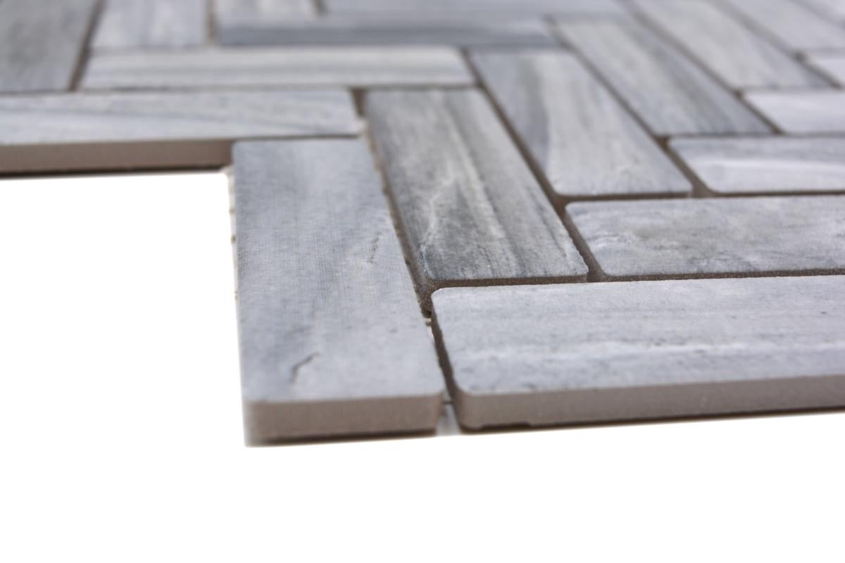 Ceramic Grey Herringbone Floor and Wall Mosaic Tile | Luxury Tiles UK
