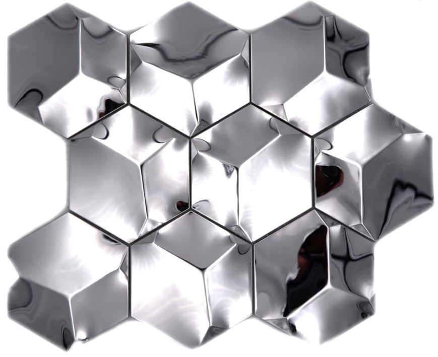 Hexagon Metallic Silver Gloss Mosaic Tile