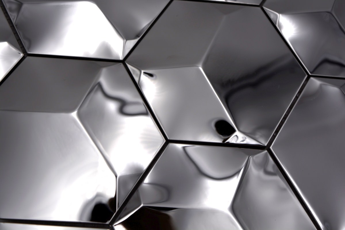 Hexagon Metallic Silver Gloss Mosaic Tile