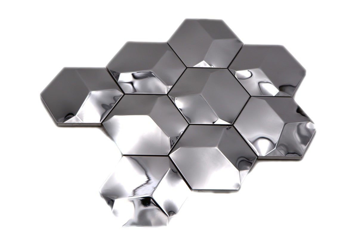 Hexagon Silver Gloss Mosaic Tile