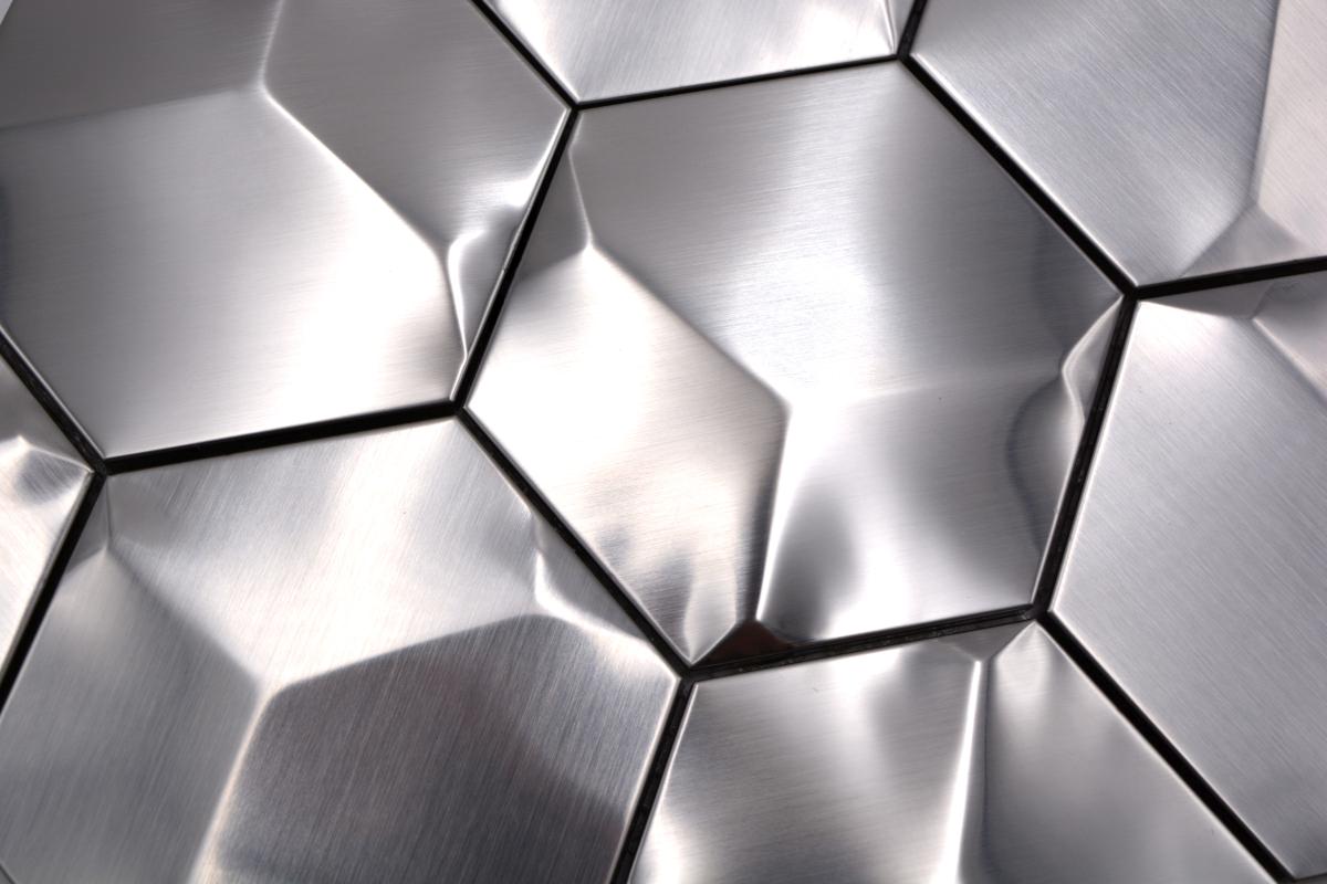 Hexagon Metallic Silver Matt Mosaic Tile