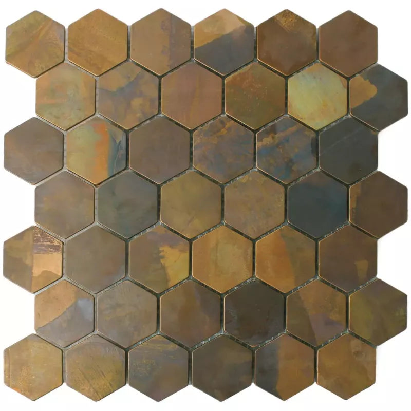 burnished copper hex tiles 