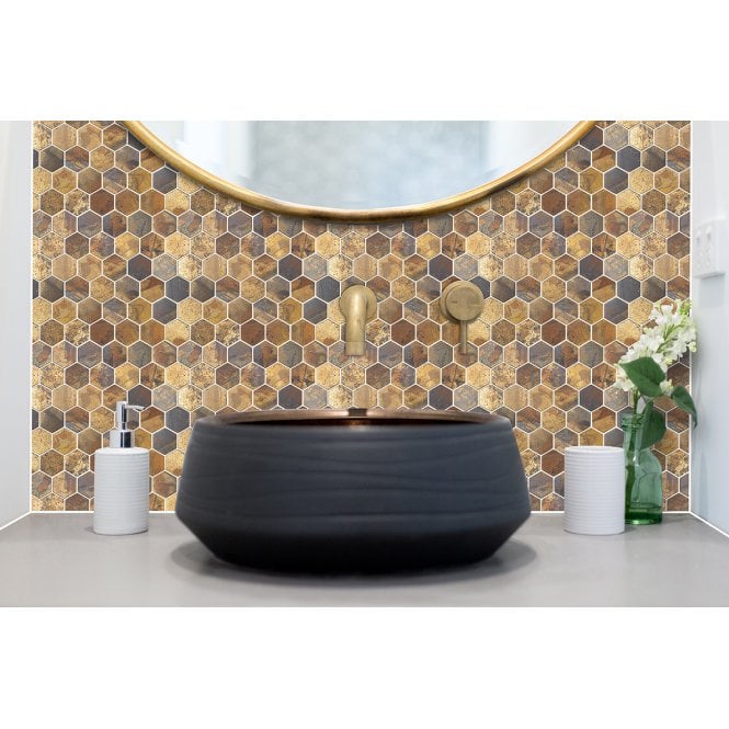 hexagon copper wall décor 