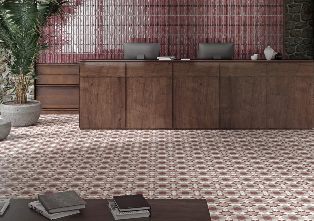 Pattern Vintage Garnet Ceramic Wall and Floor Tile
