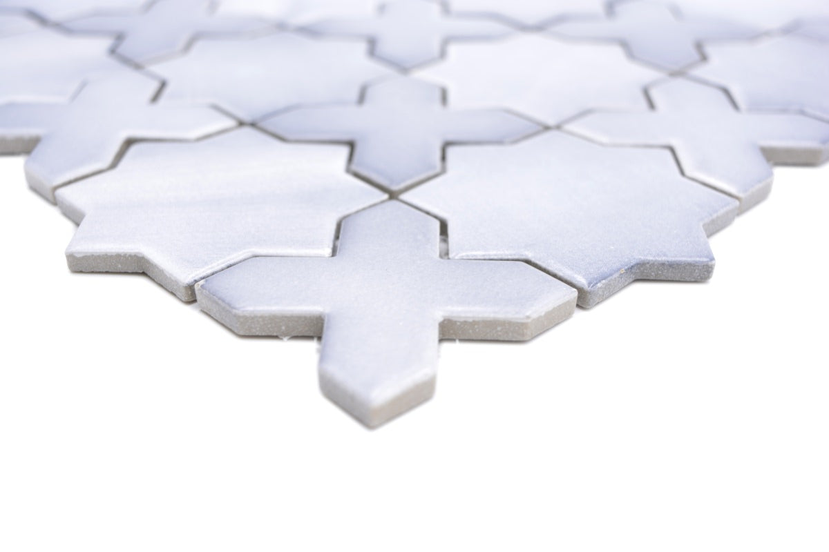 Ice White Moroccan Star & Cross Mosaic Tiles - Luxury Tiles UK