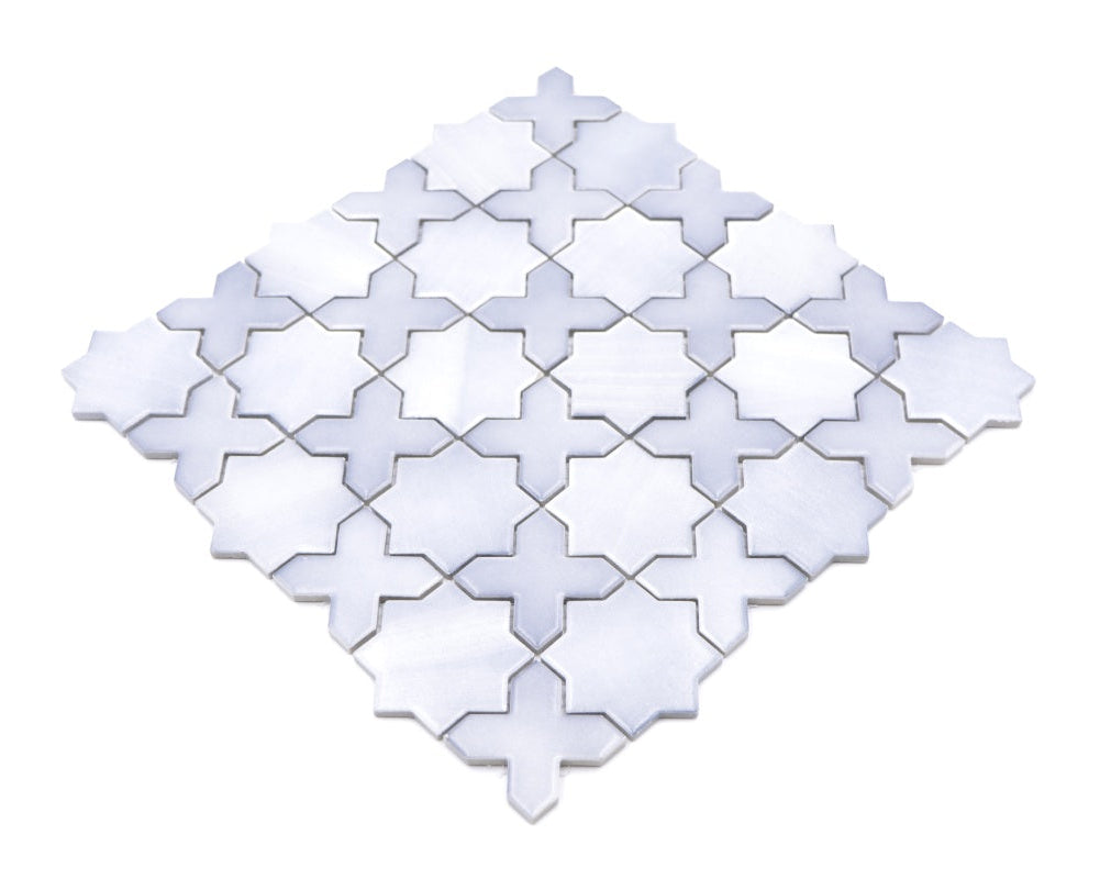 Ice White Moroccan Star & Cross Mosaic Tiles - Luxury Tiles UK