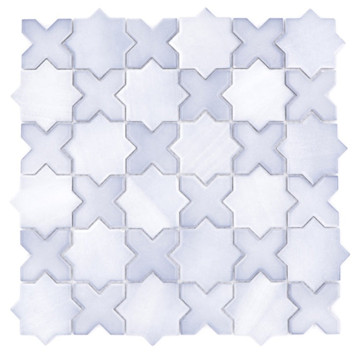 Ice White Moroccan Star & Cross Mosaic Tiles - Luxury Tiles UK