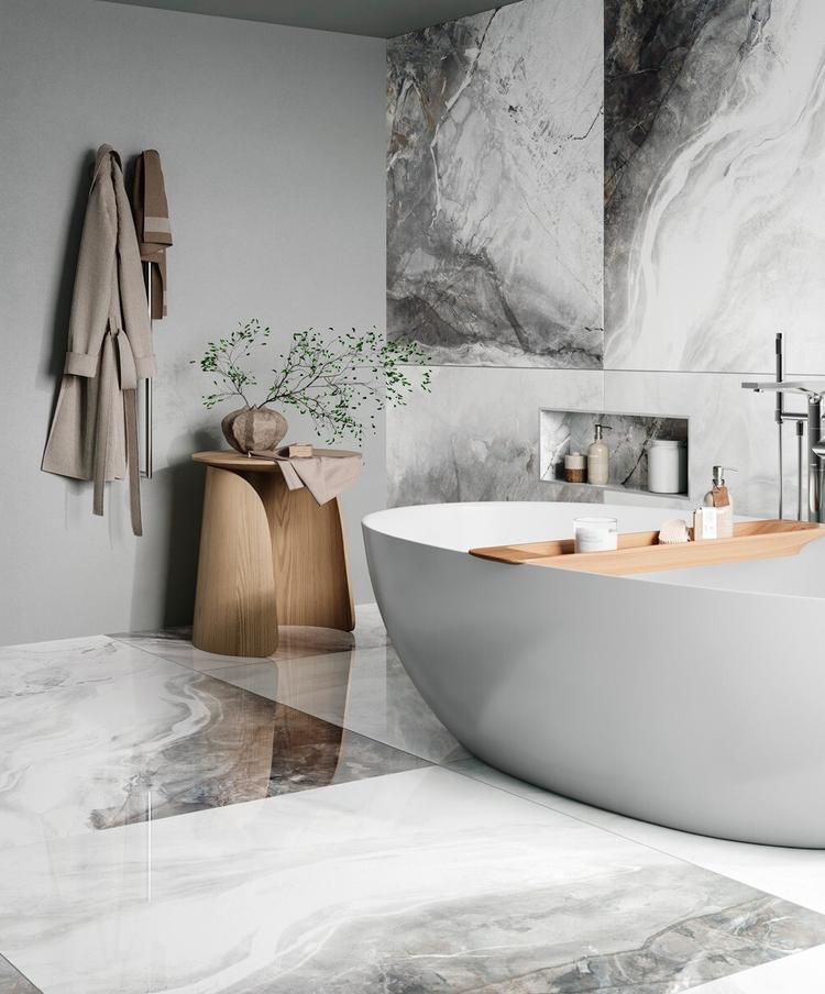 white polished marble effect