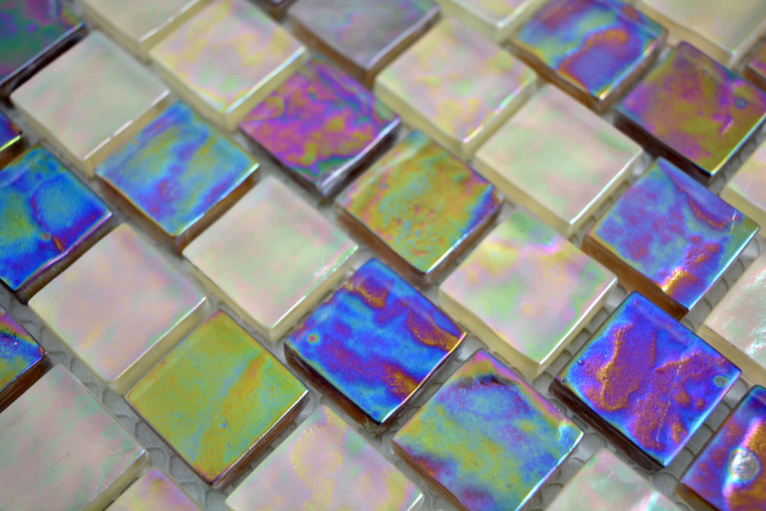 Iridescent Pearl Mix Glass Mosaic Tiles